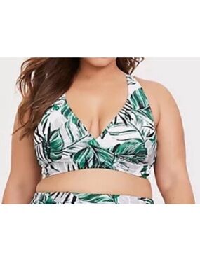 Torrid Palm Triangle Green & White  Bikini Top Size 2X